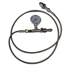 HIGH PRESSURE INDUSTRIAL GAS TRANSFER STAINLESS STEEL HOSE WITH PRESSURE GAUGE (ARGON / OXYGEN)