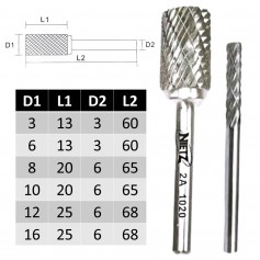 NIETZ 5601A / 5602A TAIWAN NIETZ DOUBLE CUT TUNGSTEN BURRS | TUNGSTEN CARBIDE BURRS | CYLINDER | 560 1A / 560 2A