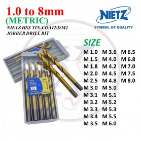 NIETZ HSS TIN - COATED M2 JOBBER DRILL BIT - 56410010 (M 1.0 - 13mm)