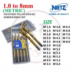 NIETZ HSS TIN - COATED M2 JOBBER DRILL BIT - 56410010 (M 1.0 - 13mm)