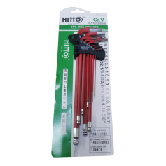 HITTO CR.V - EXTRA LONG BALL POINT HEX KEY SET (9PCS ~ AF)
