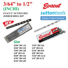SUTTON HSS JOBBER DRILL BIT (INCHI) (EVACUT DRILL BIT) MADE IN NEW ZEALAND