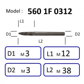 NIETZ 5601F / 5602F TAIWAN NIETZ DOUBLE CUT TUNGSTEN BURRS | TUNGSTEN CARBIDE BURRS | RADIUS END | 560 1F / 560 2F