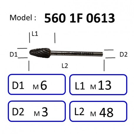 NIETZ 5601F / 5602F TAIWAN NIETZ DOUBLE CUT TUNGSTEN BURRS | TUNGSTEN CARBIDE BURRS | RADIUS END | 560 1F / 560 2F