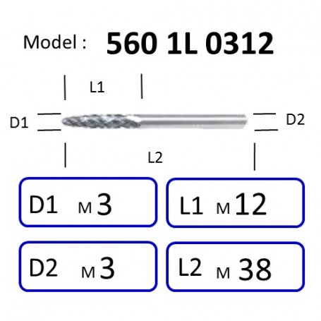 NIETZ 5601L / 5602L TAIWAN NIETZ DOUBLE CUT TUNGSTEN BURRS | TUNGSTEN CARBIDE BURRS | CONE | 560 1L / 560 2L