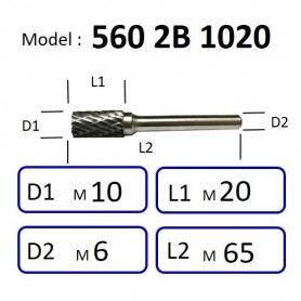 NIETZ 5602B-1020 TAIWAN NIETZ DOUBLE CUT TUNGSTEN BURRS WITH END CUT | TUNGSTEN CARBIDE BURRS |  560 2B 1020