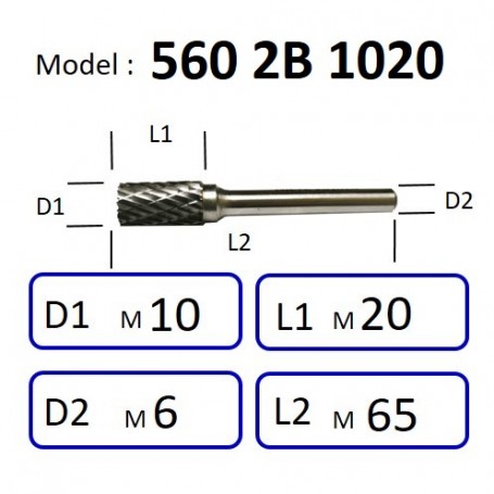 NIETZ 5602B-1020 TAIWAN NIETZ DOUBLE CUT TUNGSTEN BURRS WITH END CUT | TUNGSTEN CARBIDE BURRS |  560 2B 1020