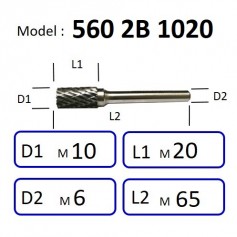 NIETZ 5602B-1020 TAIWAN NIETZ DOUBLE CUT TUNGSTEN BURRS WITH END CUT | TUNGSTEN CARBIDE BURRS |  560 2B 1020