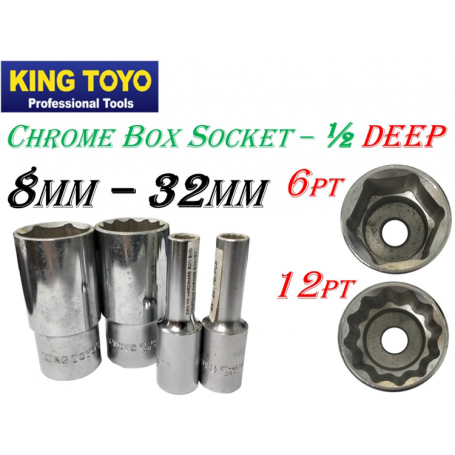 KINGTOYO CHROME SOCKET - 1/2" DEEP