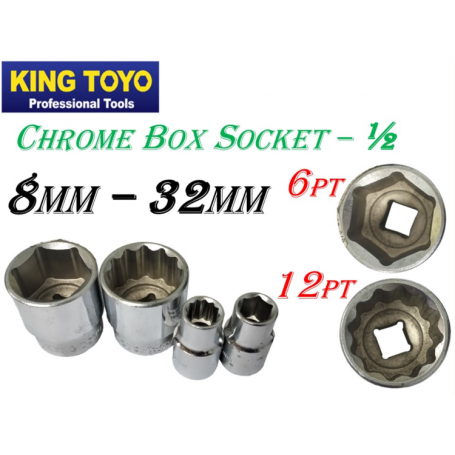 KINGTOYO CHROME SOCKET - 1/2" (M8 - M32)