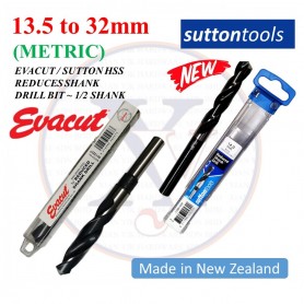 SUTTON HSS REDUCES SHANK DRILL BIT - 1/2 SHANK-(METRIC) (EVACUT DRILL BIT)