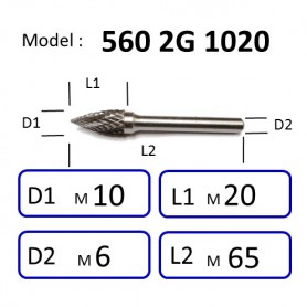 NIETZ 5602G TAIWAN NIETZ DOUBLE CUT TUNGSTEN BURRS | TUNGSTEN CARBIDE BURRS | POINTED | 560 2G