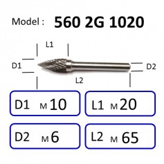 NIETZ 5602G TAIWAN NIETZ DOUBLE CUT TUNGSTEN BURRS | TUNGSTEN CARBIDE BURRS | POINTED | 560 2G