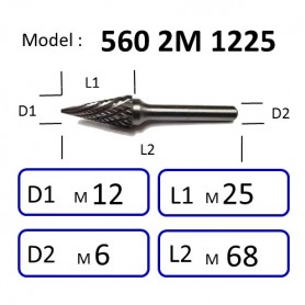 NIETZ 5602M TAIWAN NIETZ DOUBLE CUT TUNGSTEN BURRS | TUNGSTEN CARBIDE BURRS | (CONICAL ) 560 2M