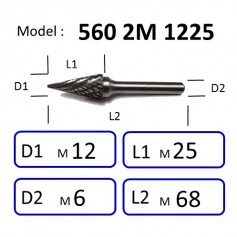 NIETZ 5602M TAIWAN NIETZ DOUBLE CUT TUNGSTEN BURRS | TUNGSTEN CARBIDE BURRS | (CONICAL ) 560 2M