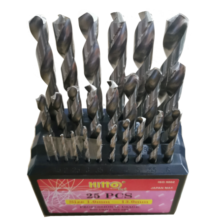 HITTO DRILL BIT SET - 25PC - MM (1.0 - 13mm)