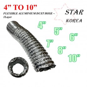 FLEXIBLE ALUMINIUM DUST HOSE - 1Layer - 10Mtr (4" TO 10")