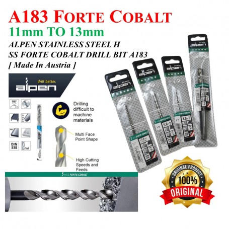A183 ALPEN STAINLESS STEEL HSS FORTE COBALT DRILL BIT (Made In Austria)