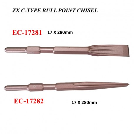 ZX C-TYPE BULL POINT CHISEL - FLAT / POINT (17 X 280 X 25mm)