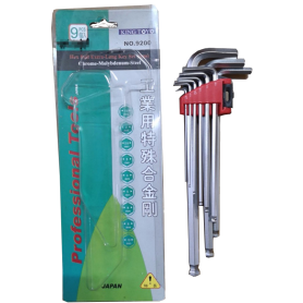 KINGTOYO METRIC EXTRA LONG HEXAGON BALL KEY WRENCH SET No:9200 (9PCS mm)