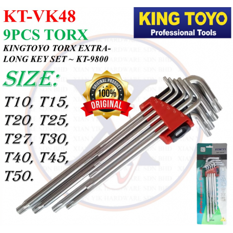 KINGTOYO TORX EXTRA-LONG KEY SET - KT-9800 (9PCS TORX)
