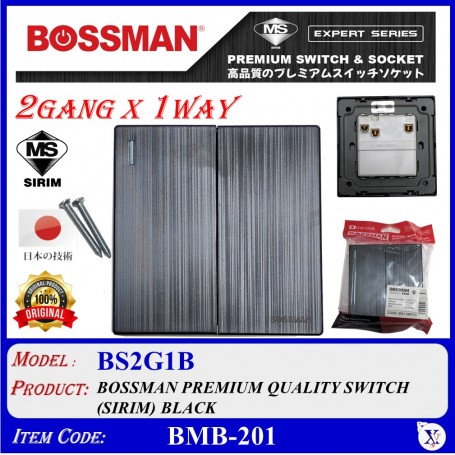BOSSMAN PREMIUM QUALITY SWITCH (SIRIM) 12Gang X 1Way (BLACK / WHITE)