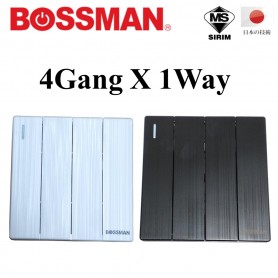 BOSSMAN PREMIUM QUALITY SWITCH (SIRIM) 4Gang X 1Way (BLACK / WHITE)