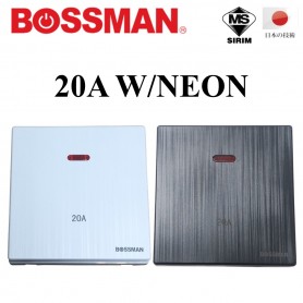 BOSSMAN PREMIUM QUALITY WATER HEATER SWITCH (SIRIM) 20A W/NEON (WHITE / BLACK)