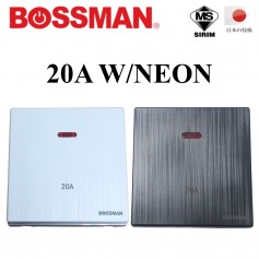 BOSSMAN PREMIUM QUALITY WATER HEATER SWITCH (SIRIM) 20A W/NEON (WHITE / BLACK)