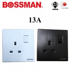 BOSSMAN RREMIUM QUALITY SINGLE SWITCHED SOCKET (SIRIM) 13A (WHITE / BLACK)