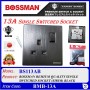 BOSSMAN RREMIUM QUALITY SINGLE SWITCHED SOCKET (SIRIM) 13A (WHITE / BLACK)