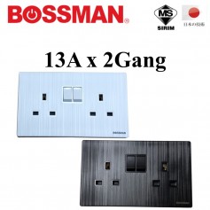 BOSSMAN PREMIUM QUALITY DOUBLE SWITCHED SOCKET (SIRIM) 13A x 2Gang (WHITE / BLACK)