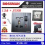 BOSSMAN PREMIUM QUALITY SINGLE UNIVERSAL SWITCHED SOCKET (SIRIM) 13A + 2USB (WHITE / BLACK)