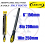 ARROW STEEL FILE C/W HANDLE - HALF ROUND (6"/8"/10")