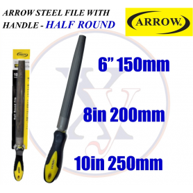 ARROW STEEL FILE C/W HANDLE - HALF ROUND (6"/8"/10")