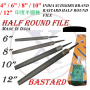 INDIA SCISSORS BRAND BASTARD HALF ROUND FILE (4"/6"/8"/10"/12")