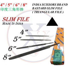 INDIA SCISSORS BRAND BASTARD SLIM FILE (TRIANGULAR FILE) (4"/5"/6"/8")
