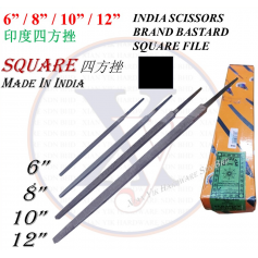 INDIA SCISSORS BRAND BASTARD SQUARE FILE (6"/8"/10"/12")