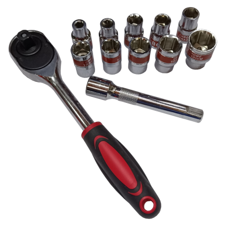 NAJAL BS-6312 CR-V BOX SOCKET SET (1xRATCHER HANDLE, 1xADAPTOR, 10pcs SOCKET) (1/2" X 12PCS)
