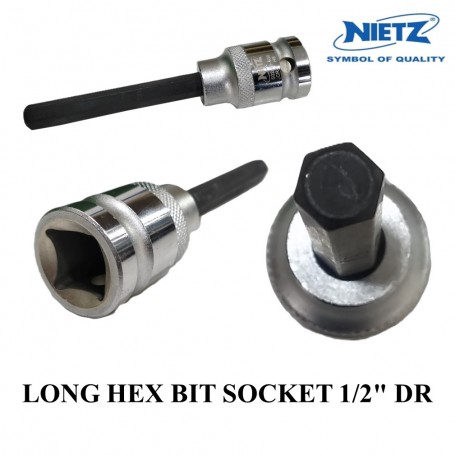 NIETZ LONG HEX BIT SOCKET (1/2"DR X M4 - M14)