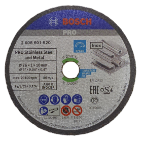 BOSCH METAL CUTTING WHEEL 3" 76mm X 1.0mm X 10mm (2608601520) (5pcs/pkt)