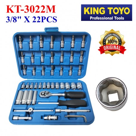 KINGTOYO BOX SOCKET SET - KTBS-22 (KT-3022M) (3/8" X 22PCS)