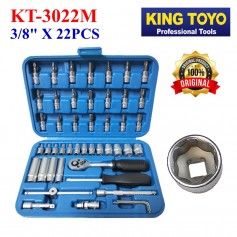 KINGTOYO BOX SOCKET SET - KTBS-22 (KT-3022M) (3/8" X 22PCS)