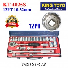 KINGTOYO BOX SOCKET SET - KT-4025S 25pcs 12POINT (12PT 10-32mm)