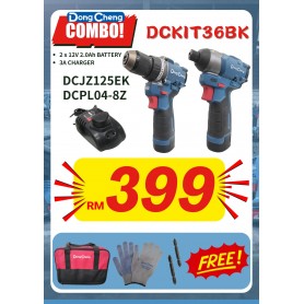 DONGCHENG COMPACT KIT DCJZ125EK+DCPL04-8Z 12V CORDLESS 2.0Ah X2,3A (DCKIT36BK)