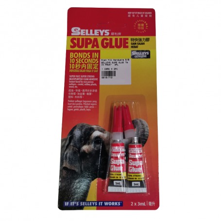 SELLEYS SUPE GLUE TWIN PACK - 3ML (1 CARD X 2PC)