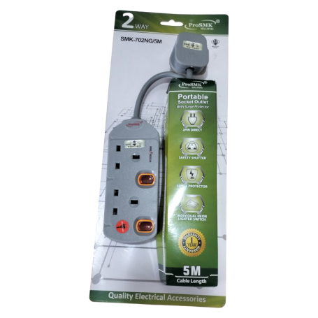 ProSMK TRAILING SOCKET WITH 5Mtr CABLE (SURGE PROTECTOR, BLISTER PCK, SIRIM)