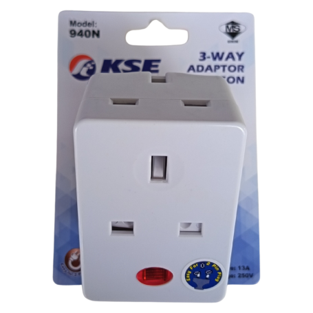 ProSMK KSE 940N 13A 3WAY ADAPTOR C/W NEON - SIRIM (3G X 1W)