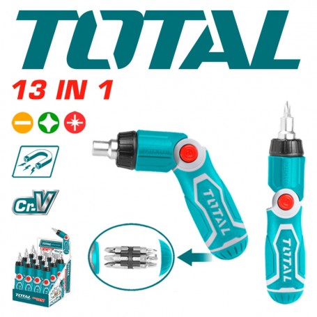 TOTAL 13 IN 1 RATCHET SCREWDRIVER SET (TACSD30136)