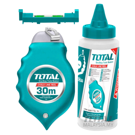 TOTAL 30M CHALK LINE REAL WITH 1Bottle CHALK, 1pcs SPIRIT BUBBLE (THT661301)